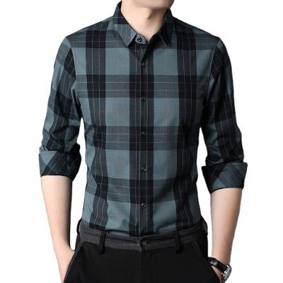 China Knitted Broadcloth Plaid Shirts Polyester Viscose And Cotton Casual Shirt Long Sleeve For Man for sale