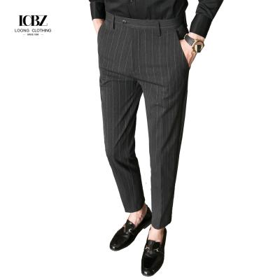 China Autumn Formal Pants for Men Thick Stripes and Mid Waist Design Plus Size Trousers for sale