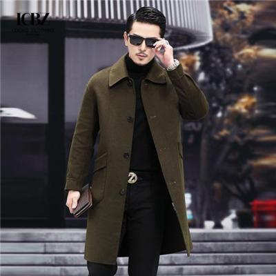 China Autumn Winter Men's Double Collar Warm Coat with Standard Thickness and V-neck Collar for sale