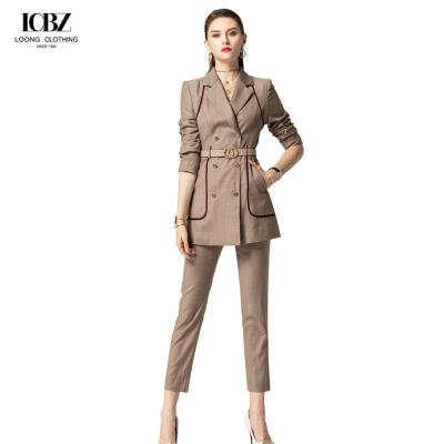 China Polyester Fiber Women's Elegant 3 Piece Sets 2023 Office Formal Blazer Coat Shorts Sets for sale