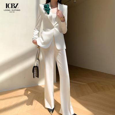 China Business Office Work Wear Nonwoven 3 Pieces Sets Women's Suits with Button Decoration for sale