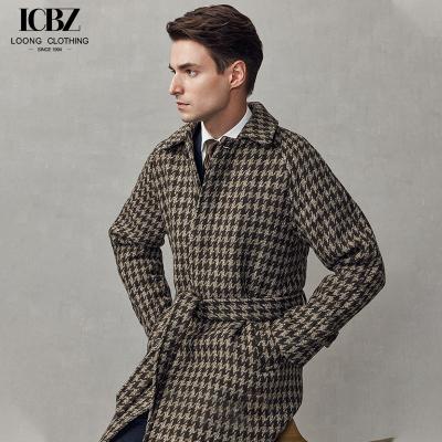 China Customized Logo Printing British Style Houndstooth Woolen Coat for Business Casual for sale