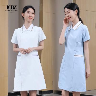 China Nursing Medical Nurses Set Uniform Sets Scrub Jogger Suit Ciel Blue Floral for Hospital for sale