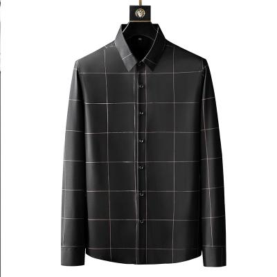 China 100% Cotton Men's Plaid Shirts Autumn Fashion Casual Large Size Long Sleeve Crop Shirt for sale