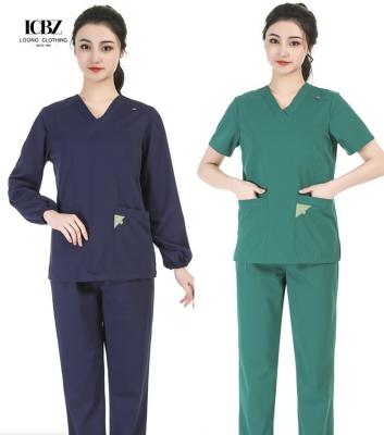 China Deep Green Nurses Scrub Set Uniform Arrivals Design Pictures for Fashionable Jogger Nurses for sale