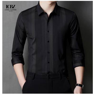 China Custom Vintage Printing Plus Size Men's Shirts with Stand Collar and Long Sleeve Style for sale