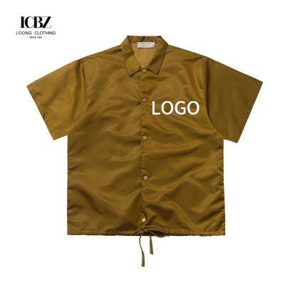 China Men's Summer Trend Streetwear Short-sleeved Satin Shirt with Breathable and Loose Fit for sale