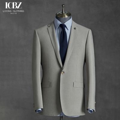 China British Wool/Silk Light Gray Men's Suit for Business Casual Groom Wedding Formal Style for sale