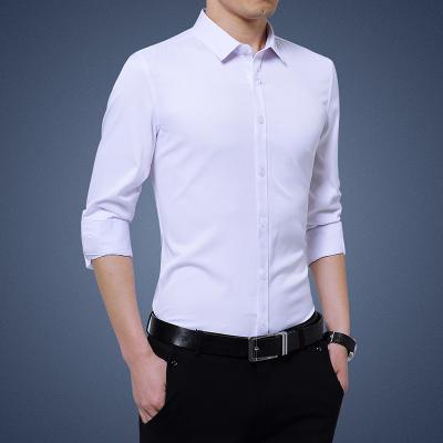 China Turn-down Collar Plus Size Men's T-shirts Solid Color Long Sleeve Dress Shirts For Men for sale