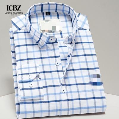 China Solid Pattern Business Casual Oxford Spinning Long-Sleeved Pure Cotton Shirt for Men for sale