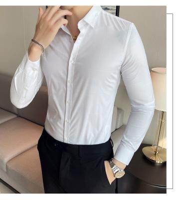 China Long Sleeves Formal Slim Fit Shirt Top for Adult Men Sustainable and Solid Color for sale