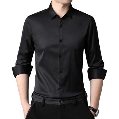 China Anti-pilling Men's Long Sleeve Plain Shirts with Polyester Viscose Silk Acrylic Logo for sale