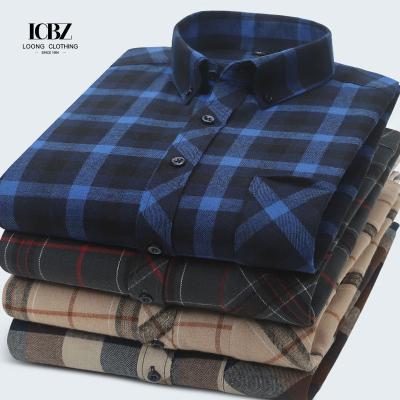 China LCBZ Man Fabric Shirt Flannel Long Sleeve Custom Design Shirts for Men Casual Style for sale