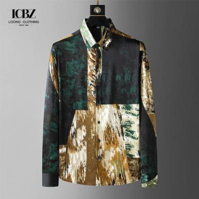 China Nonwoven Autumn Casual Custom Korean Printed Long Sleeve Plus Size Cotton Print Shirt For Men Quantity 1000 for sale