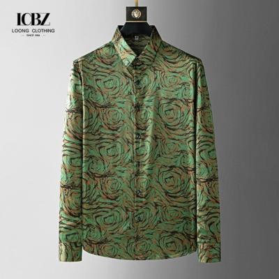 China Autumn Casual Shirts For Men All Over Digital Print Floral Chain Viscose Long Sleeve for sale