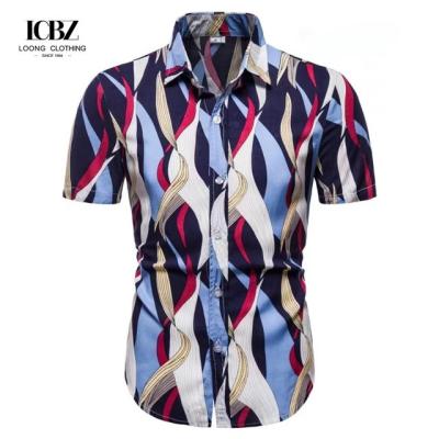 China Men's Beach Aloha Hawaiian Shirt Summer Wear Casual Digital Print Button Up Short Sleeve for sale