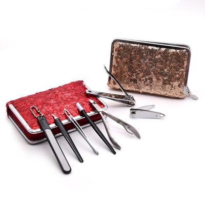 China OEM ODM 7PCS Professional Stainless Steel Glitter Girls Manicure Set Nail Grooming Kit MS-CDF-0001 for sale