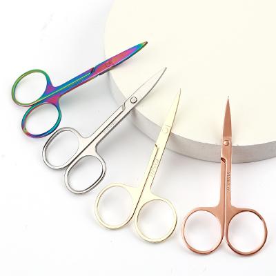 China Professional Straight Micro Curved Scissors Stainless Steel Head Russian Cuticle Scissors Straight Handed Micro Curved Manicure Scissors for sale