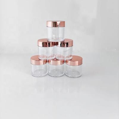 China Factory direct sales durable high quality small and cute plastic jar with rose gold screw-on lid for sale