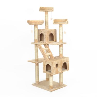 China Multilevel Pet Stored Cat Tree House With Hammock With Climbing Scratching Posts for sale