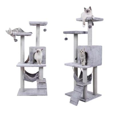 China Stored Multi-Level Cat Tree House With Lining Posts Pet Playing Housing Bed for sale