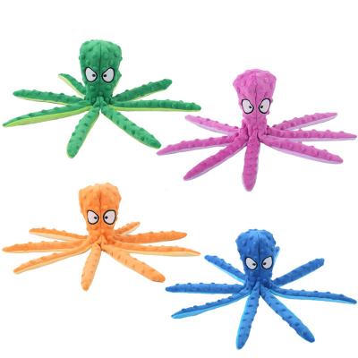 China Shell Dog Chew Toy Bite Squeaky Resistant Dog Skin Octopus Dog Toys Stocked Interactive Toy for sale