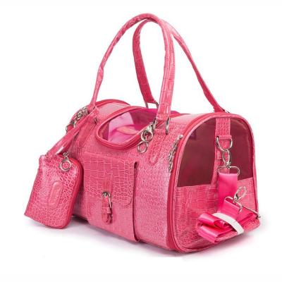 China Fashion Pet Package Puppy Travel Bag PVC Pet Carrier Bag Portable Luxury Pet Handbag for sale