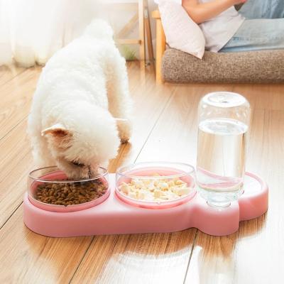 China Sustainable Double Pet Bowls Dog Food Water Feeder Pet Dish Drinking Feeder Cat Dog Bowl for sale