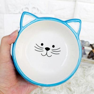 China Sustainable Cute Pet Feeder Bowl Cartoon Shape Non-Slip Ceramic Cat Bowls Pet Products for sale