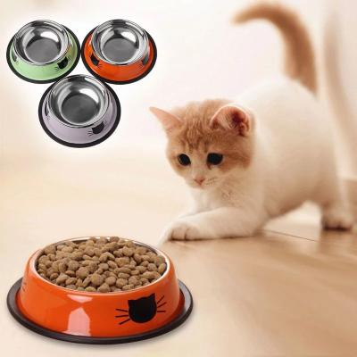 China Sustainable Stainless Steel Pet Bowls Non-slip Cute Cat Bowl Pet Feeder Dog Food Water Dispenser for sale