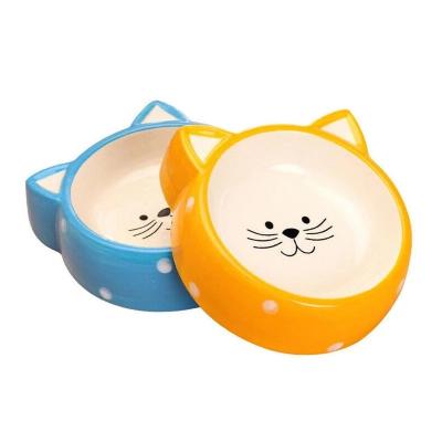 China Viable Cute Patterns Ceramic Pet Bowl Water Dog Pet Drinking Eat Bowl Round Feeders Pet Products for sale