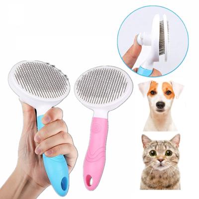 China Stocked Cat Hair Brush Grooming Tool Self Cleaning Pet Brush Dog Grooming Comb Hair Remover. for sale