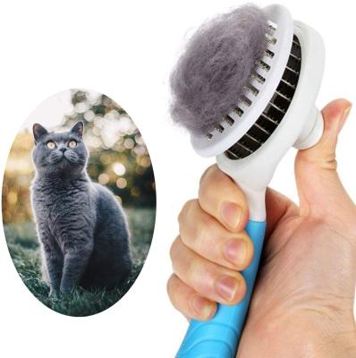 China Stocked Cat Grooming Brush Self Cleaning Slicker Brushes for Dogs Pet Hair Remover Pet Cleaning Brush for sale