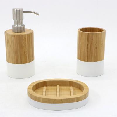 China Viable Wholesales 3pcs Luxury Home Bathroom Bamboo Bathroom Accessory Set for sale