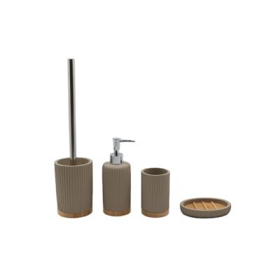 China Sustainable Custom and Polyresin with Hotel Bamboo Bathroom Accessory Bath Set for sale