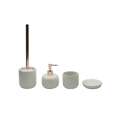 China Viable Wholesale Luxury Design Bathroom And Washroom Accessories White Simple Ceramic Set for sale