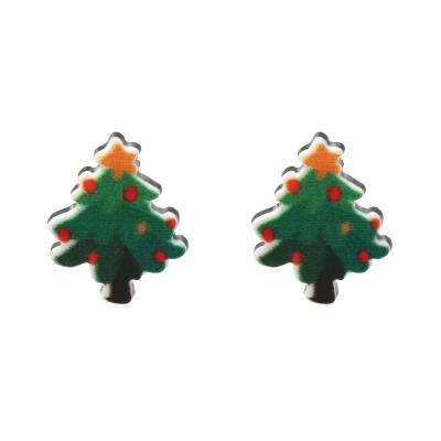 China Factory Direct Sale/Suitable Price Christmas Series Stud Earrings Acrylic Resin Cartoon Father Christmas Snowman Stud Earrings for sale