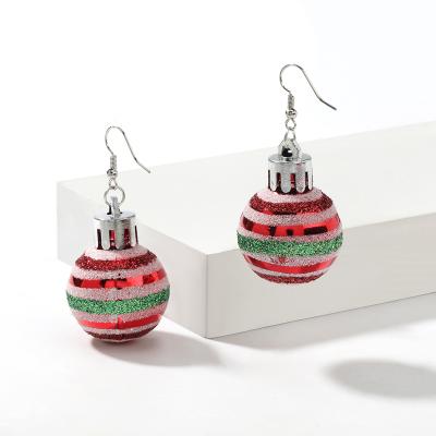 China Factory Direct Sale/Stripe Series Jewelry Shiny Christmas Price Sequins Earrings Suitable Red Ball Dangle Earrings For Party for sale