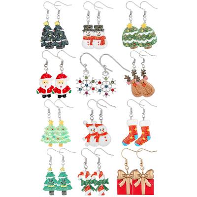 China Factory Direct Sale Snowflake Father Christmas Earrings/Winter Price New Christmas Color Earrings Suitable Series Cartoon Christmas Tree for sale