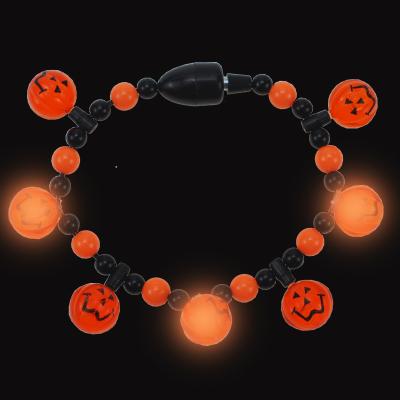 China Factory Benefit Halloween Party Led Light Creative Beaded String Pumpkin Bracelet Luminous Bracelet for sale