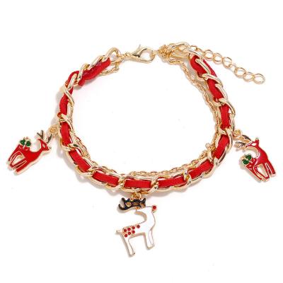 China Factory direct sales of vintage European and new elk Santa Claus Multilayer Alloy American Christmas bracelet bracelet for sale