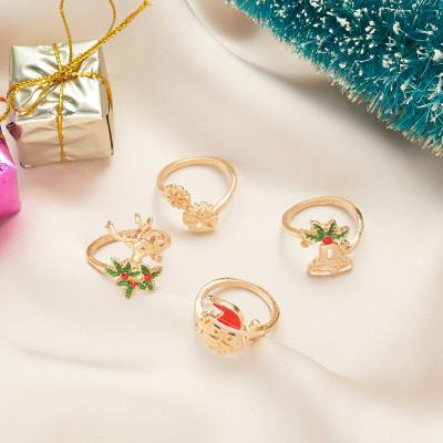 China Christmas Elk Elder Christmas Tree Rhinestone Crafting Adjustable Joint Christmas Ring Set for sale