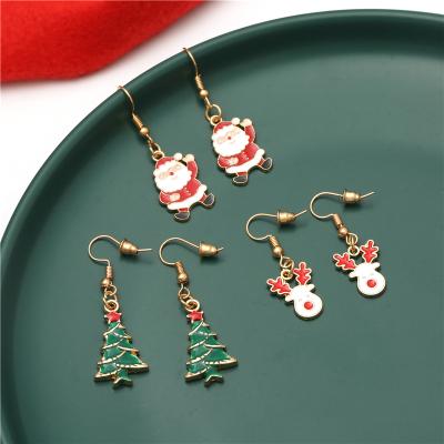 China New Christmas Jewelry FASHIONABLE Alloy Color Gold Plated Earrings Beget Christmas Geometry Elk Dangle Earrings for sale