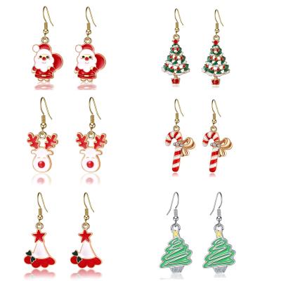 China European and American factory direct sales earrings/appropriate jewelry Christmas prices engender Christmas Colorful Tree Fawn Crutch Pendant Earrings for sale