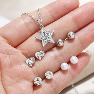 China Fashion TRENDY High Quality Star Shape Sets Trendy Five-pointed Star Women Necklace Necklace and Earring Set for sale