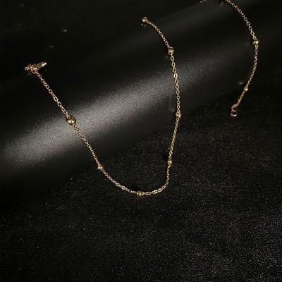 China Cute New Arrivals 14K Copper Plated Simple Pearl Necklace Choker Satellite Chain Necklace For Women for sale