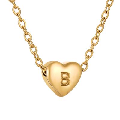 China Cute 14K Gold Plated Tasty Cute Little Heart Shape Simple Cute Hexagon Letter Gold Pendant Necklaces for sale