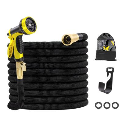 China Adjustable Expandable Garden Hose 50ft - Water Hose With 10 Function Nozzles Extra Force 3750D Bend Snake Free Hose With Solid Brass for sale