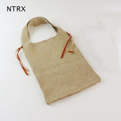 China Luxury Polyester Women's Shopping Bag Double-Loop Knitted Bag for sale