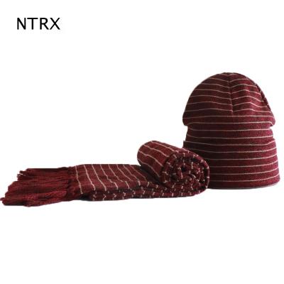 China Skullcap: 22*22/Scarf: 170*23 Skullcap and scarf set, double layer skullcap, scarf with tassels for sale